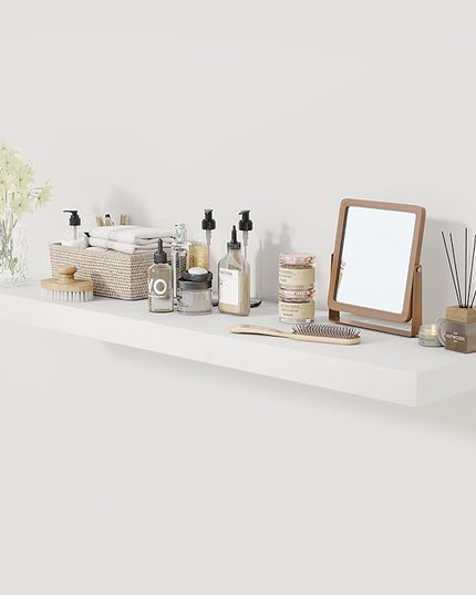 White Floating Shelves 48 Inch Long, 12 Inch Deep Floating Shelves for Wall, 48 x 12 Large Wall Shelves for Home Storage & Display, 2" Thicked Floating Shelf for Bedroom, Living Room, 1 Pack