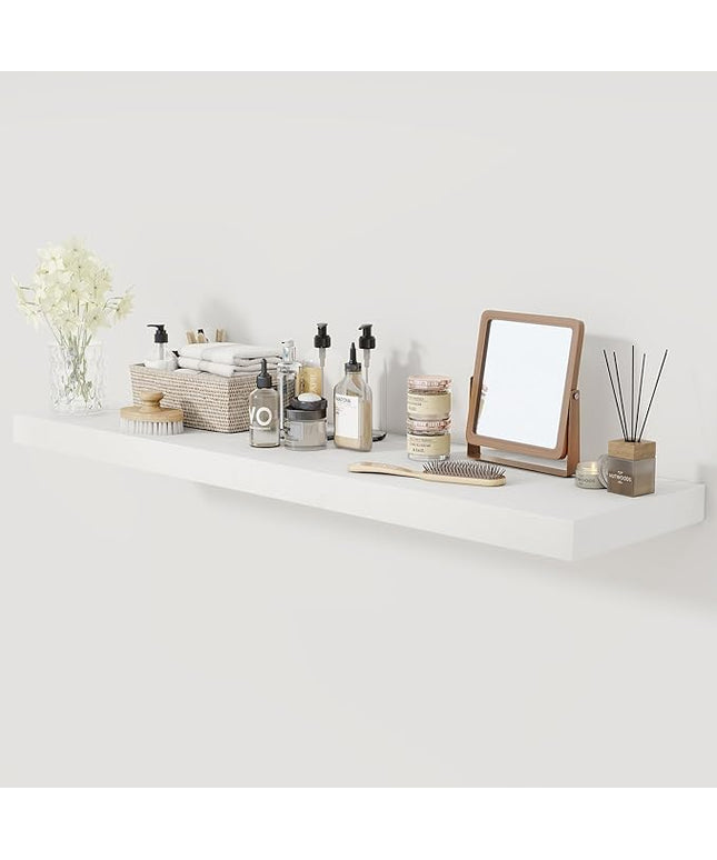 White Floating Shelves 48 Inch Long, 12 Inch Deep Floating Shelves for Wall, 48 x 12 Large Wall Shelves for Home Storage & Display, 2" Thicked Floating Shelf for Bedroom, Living Room, 1 Pack