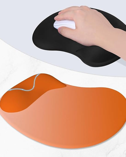 ITNRSIIET Ergonomic Mouse Pad, Cushioned Gel Wrist Rest, Non-Slip Base, Smooth Surface, Cute Multi-Color, 9.5 x 8.2 in, Peach Gradient