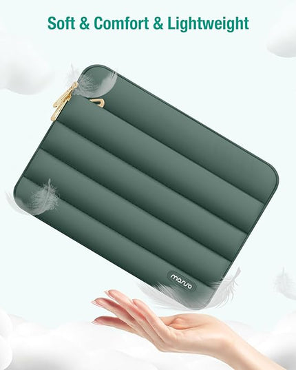 MOSISO 15-15.6 inch Laptop Case, 16 inch Puffy Laptop Sleeve Compatible with MacBook Pro 16, HP Dell ASUS Acer Toshiba Lenovo Notebook Computer, Polyester Horizontal Bag with Small Case, Emerald Green