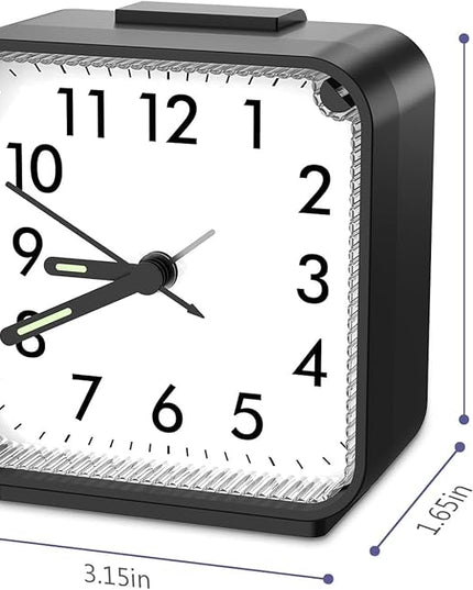 OQIMAX Analog Alarm Clocks, Non Ticking Table Clock with Luminous Hand & Large Display, Battery Powered Silent Bedside Alarm Clock with Snooze & Night Light Function, for Bedroom, Office