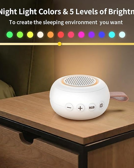 iMosleep Sound Machine Noise Machine with 30 Soothing Sounds 12 Night Lights 4 Timers Memory Function 32 Level Volume Rechargeable Battery for Sleeping Working Relaxing for Baby Adults Kids White