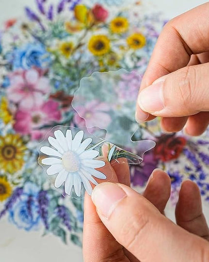 100 Pcs Natural Flower Stickers for Scrapbooking Junk Journal Notebook Planner Card Making Collage Envelope Water Bottle Phone Case Craft, Rose, Daisy, Lavender, Sunflower, Wildflower Stickers