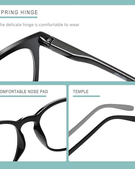 Henotin 3-Pack Blue Light Blocking Reading Glasses,Spring Hinge Computer Readers for Men Women,Anti UV Ray Filter Eyeglasses (Mixed Color-3, 1.00, Diopters)