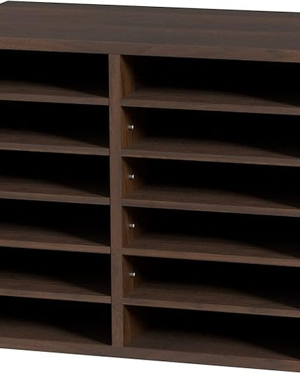 VEVOR Literature Organizers, 12 Compartments Office Mailbox with Adjustable Shelves, Wood Literature Sorter 20.4x12x16.1 inches for Office, Home, Classroom, Mailrooms Organization, EPA Certified Brown