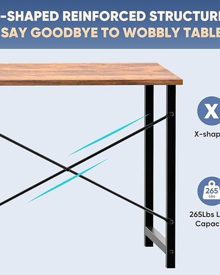 DUMOS 55 Inch Office Computer Desk Modern Simple Style Writing Study Work Table for Home Bedroom - Wood Brown