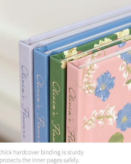 Monolike Olivia's Flowers Hardcover Lined Notebook, Blue - Hardcover, Academic, Journal, Diary, 112pages