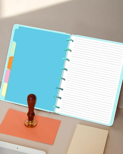 Junior Size Lined Paper Refills - 100 Sheets/200 Pages 8-Disc Refill Paper, 5 Colorful Sheets Dividers, 5.8" x 8.5"