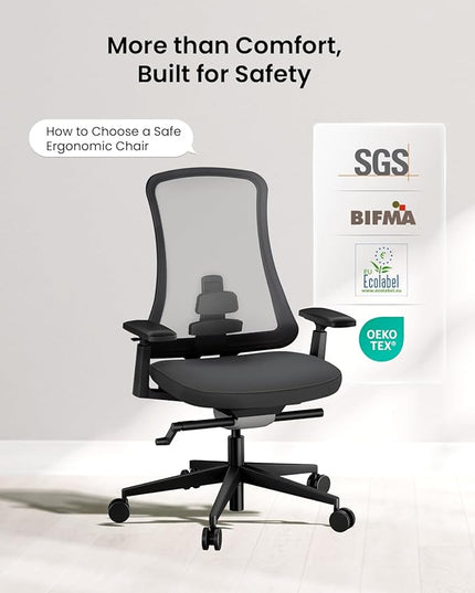 ProtoArc Ergonomic Office Chair - Flexer Pro Mesh Desk Chair with Lumbar Support, Slide Seat & 4D Armrests, Breathable Mesh from Wintex, Tilt Lock, Metal Base | for Home & Computer Work - Black