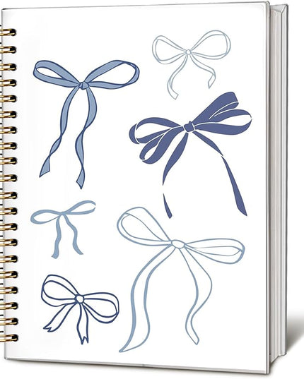 Blue Coquette Bow Notebook, Preppy Girly Notebooks for Note Taking, Trendy Preppy Blue Bow Journal, Aesthetic Journals for Writing, Coquette Girly Office Supplies, 5.5x8.3 Inch