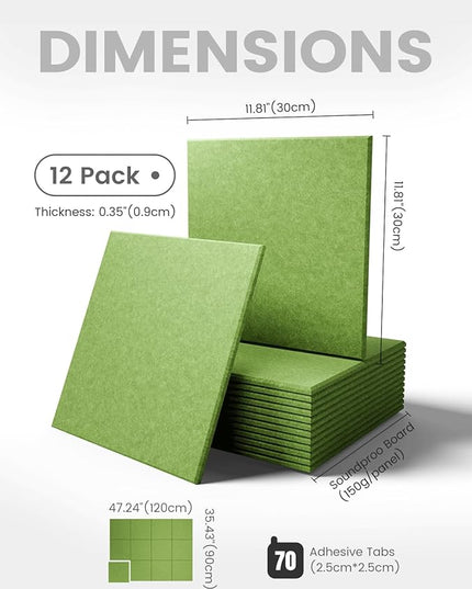 Fluxynara Large Felt Bulletin Board 48" x 36" Cork Board Alternative-12 Pack with 70 Safe Removable Adhesive Tabs, Cork Boards for Walls Cork Board for Home Office Classroom Pin Board -Kelly Green