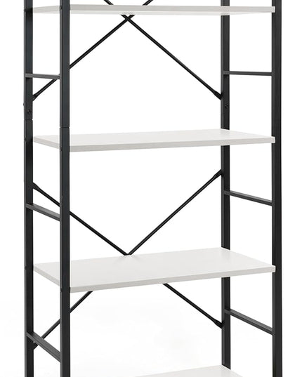 CAPHAUS 4 Tier Bookshelf, 24 Inch Width Free Standing Shelf, Bookcase Shelf Storage Organizer, Industrial Book Shelves for Home Office, Living Room, Kitchen, White Shelves & Metal Frame