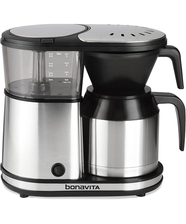 Bonavita 5 Cup Drip Coffee Maker Machine, One-Touch Pour Over, Auto Pause Brewing with Stainless Steel Double Wall Thermal Carafe, SCA Certified, Dishwasher Safe, BV1500TS