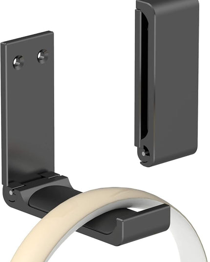 Yocice Headphone Stand Hanger,Headset Holder Mount,Aluminum Hook with Strong Adhesive Tape for Headphones (H03-Black-1PCS)