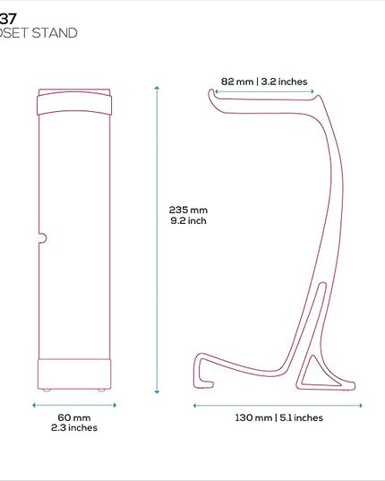 BRAINWAVZ Desktop Headphone Stand - Curved Hanger with Non-Slip Base & Cable Management- Compatible with SteelSeries, Sennheiser, Razer, Bose, Sony & More – (HP037)