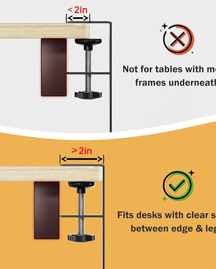 DELAMU 25'' Upgraded Under Desk Cable Management, No Dill Desk Cable Management with F-Clamp, Metal Cable Management Tray to Cord Organizer for Home Office, 1 Pack, Black