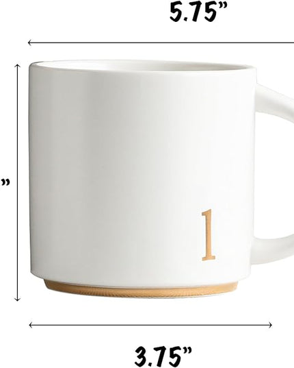 COLLECTIVE HOME - Monogram Ceramic Mugs, 15 oz Golden Initial Coffee Cups, Elegant Alphabet Tea Mugs, Elegant Personalized Mug with Gift Box, Luxurious Cups for Office and Home (l)