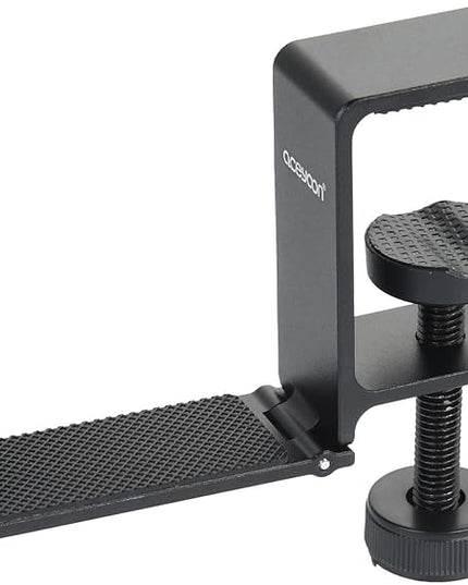 aceyoon Foldable Headphone Stand for Desk, Aluminum Headset Stand Clamp Hook Under Desk Space Save Mount, Headset Holder for Gaming Headphone (Single Foldable Stand)