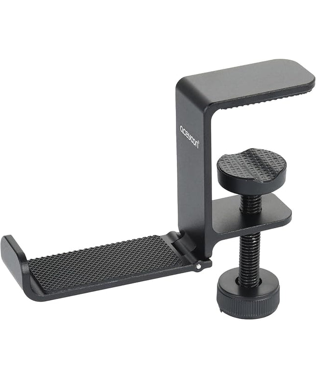 aceyoon Foldable Headphone Stand for Desk, Aluminum Headset Stand Clamp Hook Under Desk Space Save Mount, Headset Holder for Gaming Headphone (Single Foldable Stand)