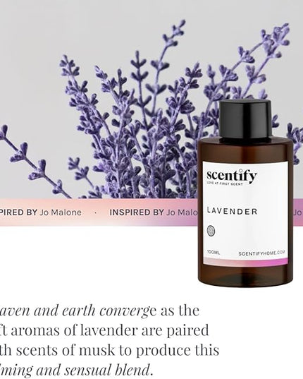 Scentify Lavender Musk Aroma Oil Refill Scent for Oil Diffusers - Bergamot, Vanilla, Cedarwood Scents - Luxurious Relaxing Aromatherapy Diffuser Fragrance 100ml, 3.38 oz