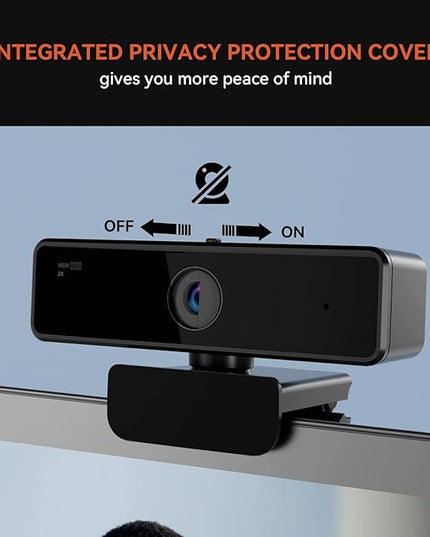 NUROUM V11 2K Webcam for PC, 1080P 60FPS USB Web Camera with Microphone, 1440P@30fps, 90° Wide-Angle, Privacy Cover, Plug&Play for Mac/Laptop/Desktop/Computer, for Zoom/Teams/Google Meet