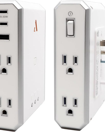 Austere V Series, Appliance Wall Power 4 Outlet Surge Protector for Kitchen, 3000 Joules, 1 USB-C 20W Fast Charger, 2.4 amps USB-C and A Ports, Overcurrent Protection, 5 Year Component Guarantee