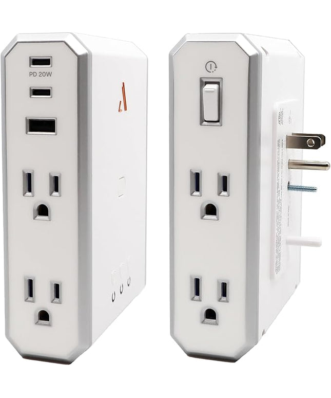 Austere V Series, Appliance Wall Power 4 Outlet Surge Protector for Kitchen, 3000 Joules, 1 USB-C 20W Fast Charger, 2.4 amps USB-C and A Ports, Overcurrent Protection, 5 Year Component Guarantee