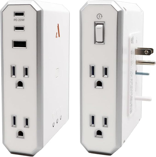 Austere V Series, Appliance Wall Power 4 Outlet Surge Protector for Kitchen, 3000 Joules, 1 USB-C 20W Fast Charger, 2.4 amps USB-C and A Ports, Overcurrent Protection, 5 Year Component Guarantee