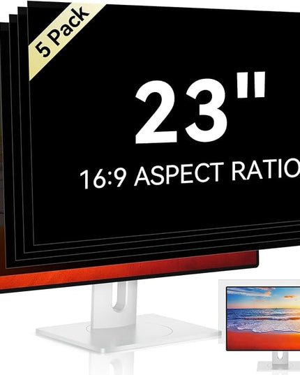 [5-Pack] 23 Inch Computer Privacy Screen for 16:9 Widescreen Monitor, Anti Glare Anti-UV Eye Protection Desktop PC LED Monitor Filter, Removable Anti-Scratch Screen Film 23in