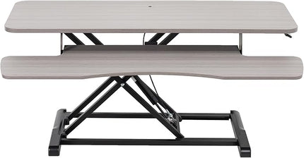 VIVO 42 inch Desk Converter, K Series, Height Adjustable Sit to Stand Riser, Dual Monitor and Laptop Workstation with Wide Keyboard Tray, Gray Top, Black Frame, DESK-V042KG