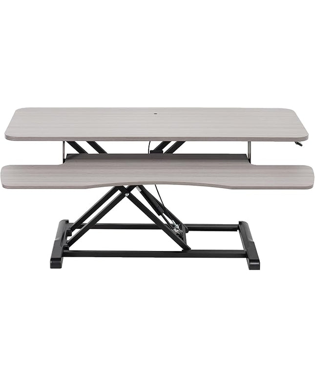 VIVO 42 inch Desk Converter, K Series, Height Adjustable Sit to Stand Riser, Dual Monitor and Laptop Workstation with Wide Keyboard Tray, Gray Top, Black Frame, DESK-V042KG