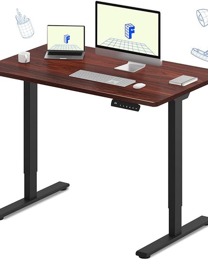 FLEXISPOT E3 Dual Motor Electric Standing Desk 48 x 30 Sit Stand Up Desk, Holds 220 lbs, Adjustable Height w/Memory Presets, One-Piece Mahogany Desktop & Black Frame, Ships in 2 Boxes