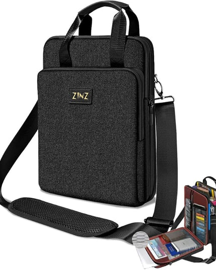 ZINZ 12.3-13 Inch Travel Laptop Shoulder Bag with Expandable Compartment and Valuables Compartment -Black