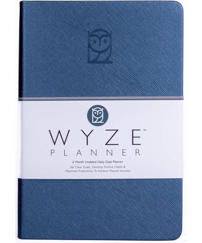 Undated Daily Planner – 6-Month A5 Productivity Organizer with Full Page Per Day, Hourly Schedule, Goal Setting, Habit Tracker, Weekly & Monthly Pages – Hardcover Time Management Notebook (Blue)