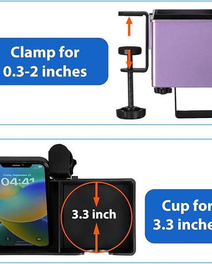 Rosyline 3-in-1 Clip-on Desk Organizer for Expanding Office and Gaming Space - Pen, Headphone, and Desk Item Holder (Purple)