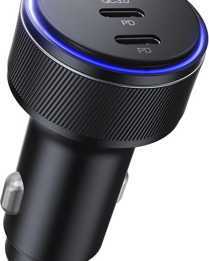 USB-C Car Charger, 3-Port 90W Fast Car Charger, Dual USB-C & USB-A Car Power Adapter, PD3.0 & QC3.0 Fast Charging for iPhone 17/16/15/14/13Pro Max, iPad, MacBook and More