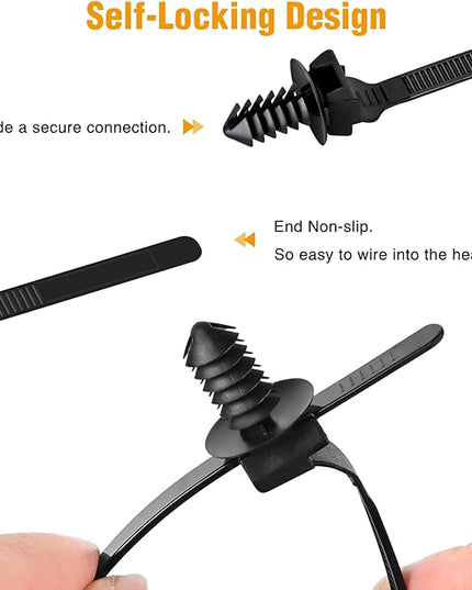 GOOACC Push Mount Cable Zip Ties Heavy Duty Nylon Push Mount 4 Popular Sizes Self Locking Cable Strap Assortment for Indoor Outdoor Wire Tying Construction Auto ect. -120 Pcs