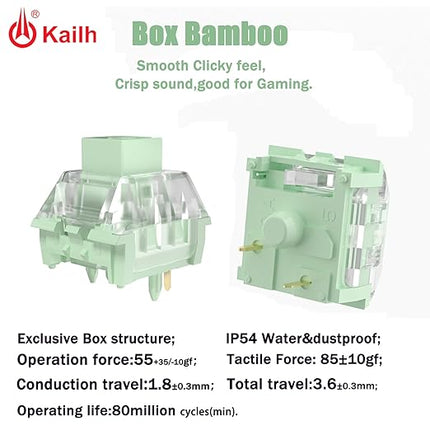 Kailh Box Jade Pro+ Switches for mx Mechanical Keyboard,3-Pin 55gf/Thick Clicky/Firm Response/RGB/Crisp Sound Switches(108pcs)