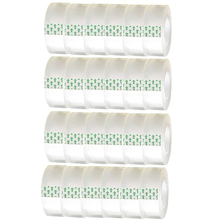 WUKAKA 24 Pack Transparent Tape Clear Tape Refills Rolls Each Roll 3/4 x 1000 Inches, 1 inch Core, for Office, Home, School