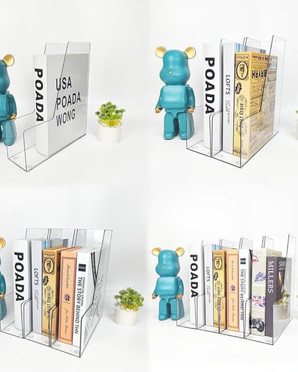 Vertical File Holder, 4 pack Clear Plastic Document Organizer and Clear Magazine Organizer, Multi-purpose Document Organizer for Home Office