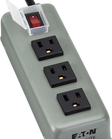 Eaton Tripp Lite Series 3-Outlet Heavy Duty Power Strip, Metal, Mountable (Wall Mount & Under Desk), 6ft Extension Cord, On/Off Switch Cover, Industrial Garage Shop Work Bench Applications (3SP)