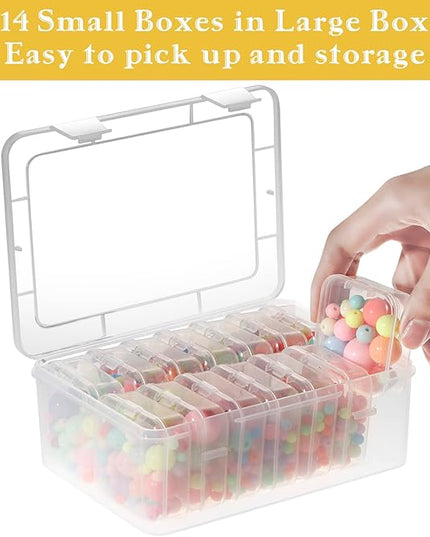 Mathtoxyz Small Bead Organizers, 45 Pieces Plastic Storage Cases Mini Clear Bead Storage Containers Transparent Boxes with Hinged Lid and Rectangle Clear Craft Supply Case