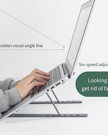 Vryxq Ergonomic Foldable Laptop Stand Portable Desktop Stand Adjustable 6 Gear Vertical Saving Dock for Tablet Foldable Holder