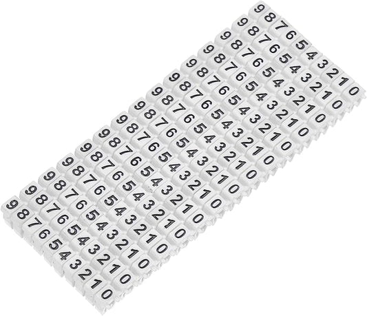 MECCANIXITY 150Pcs Wire Label, 0-9 Digital Cable Labels Tags M-0 Type Cable Numbers Markers for Identification Troubleshooting Maintenance of Wires, White