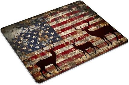 Square Mouse Pad Graceful Deer and National Flag-4,Gaming Mouse Pads for Desk,Soft Computer Waterproof Non-Slip Mouse Mat