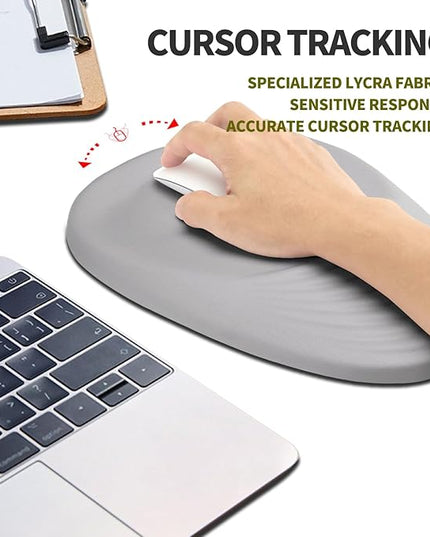 Hokafenle Ergonomic Mouse Pad Wrist Support, Terraced Slope Carpal Tunnel Wrist Pad for Mouse with Unibody Memory Foam, Wrist Rest Pain Relief Mousepad (Silvery White, 11.8x7.9 in)