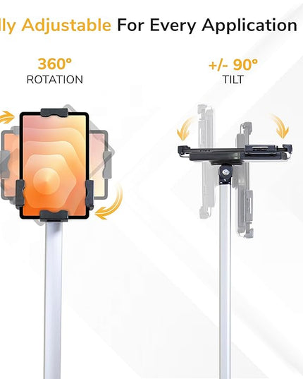 Mount-It! iPad Kiosk Stand, Anti-Theft Floor Stand with Lock, Height Adjustable Universal Tablet Kiosk for 7.9–11 Inch Tablets, Secure Commercial Tablet Stand for Retail & Business
