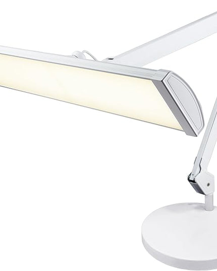 Neatfi Ultra 3,500 Lumen LED Desk Lamp, Color Correlated Temperature, 3 Light Modes, Dimmable, 45W, 26 Inch Wide Metal Shade, 540 SMD LEDs (CCT with Base, White)