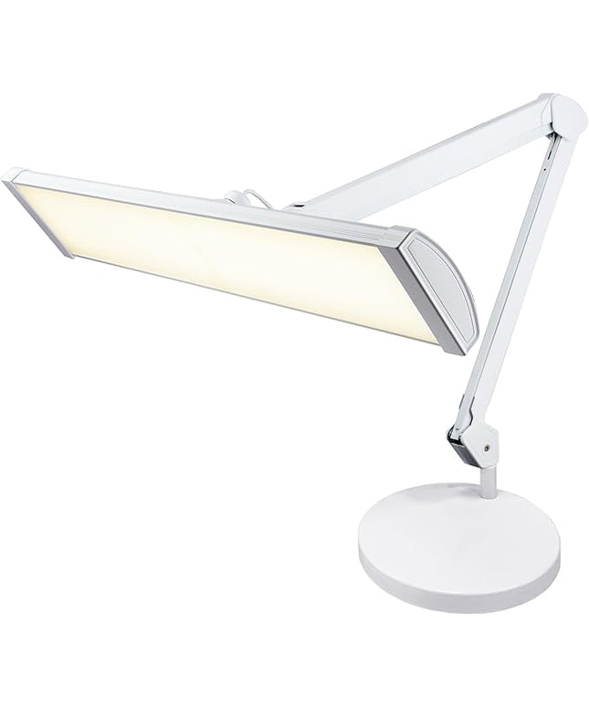 Neatfi Ultra 3,500 Lumen LED Desk Lamp, Color Correlated Temperature, 3 Light Modes, Dimmable, 45W, 26 Inch Wide Metal Shade, 540 SMD LEDs (CCT with Base, White)