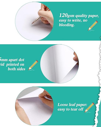 Sabary 400 Sheets Dot Cross Grid Graph Paper 8.5 x 11 Inches Letter Size Grid Paper Unpunched Refills Graph Paper Large Grid for Planning Bullet Journaling Thick Paper Smooth, White (Classic Style)